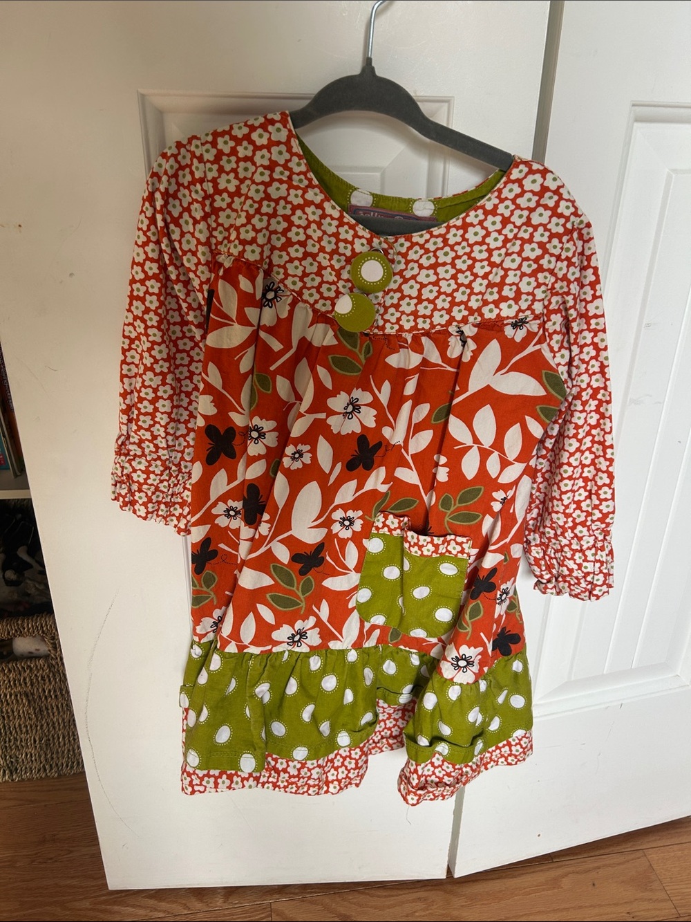 Girls Orange & Green Floral Pajama Tunic - Kids Pajamas